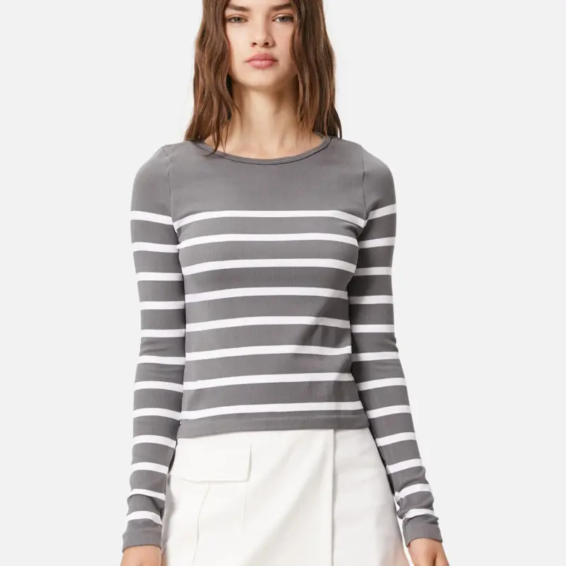 Cotton Long-Sleeve Striped T-shirt